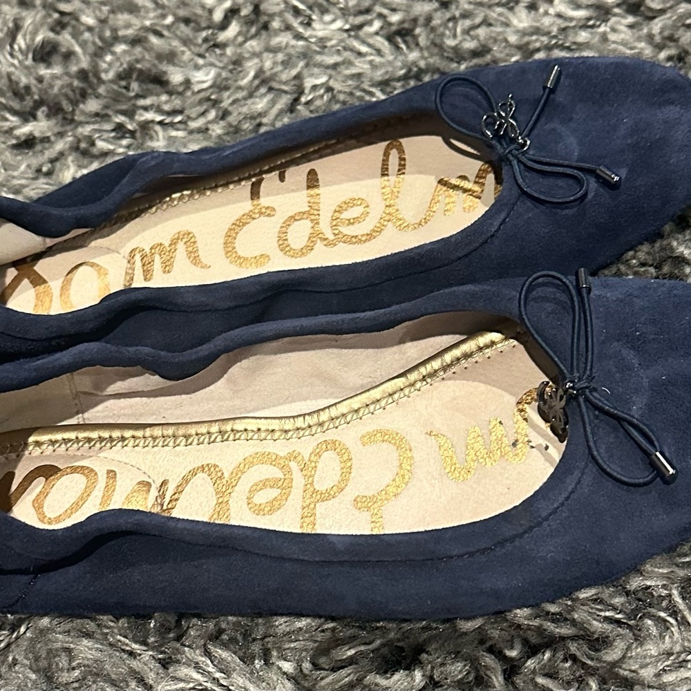 Sam Edelman Navy Suede Bow Ballet Flats